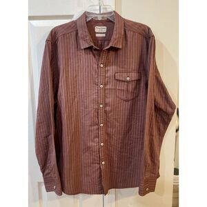 Tommy Bahama Island Modern Fit Men's XL Brown‎ Stripped Long Sleeve Button Shirt